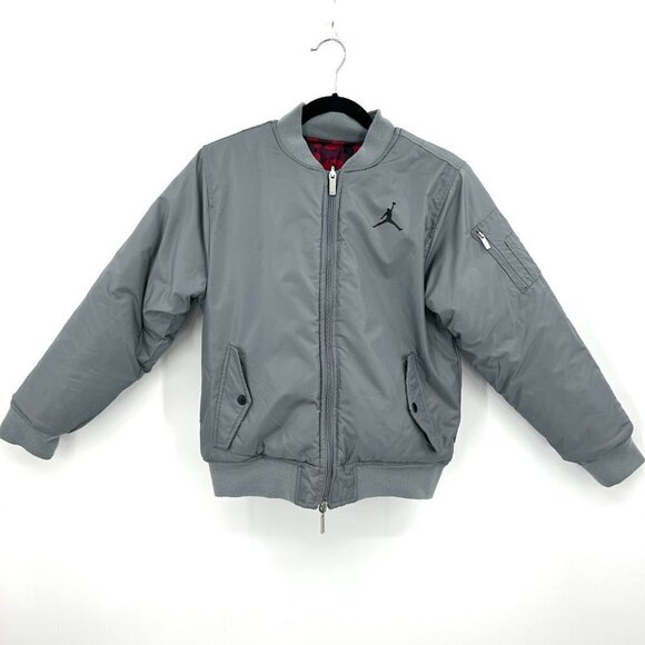 JORDAN Kids Red Black Camo Gray Reversible Quilted Puffer Jacket Size Large - Picture 5 of 11